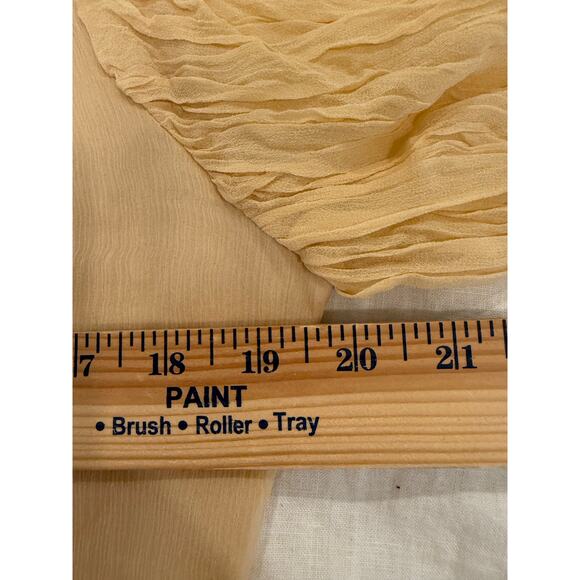 Ms Sioni Long Sleeve Pleated Button Down Silk Shirt Beige Women's Size Medium - Picture 9 of 10